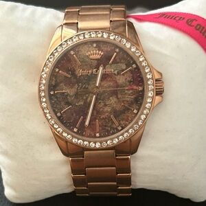 Juicy Couture Rose Gold Watch with Crystal Accents Stainless Steel Retail $275